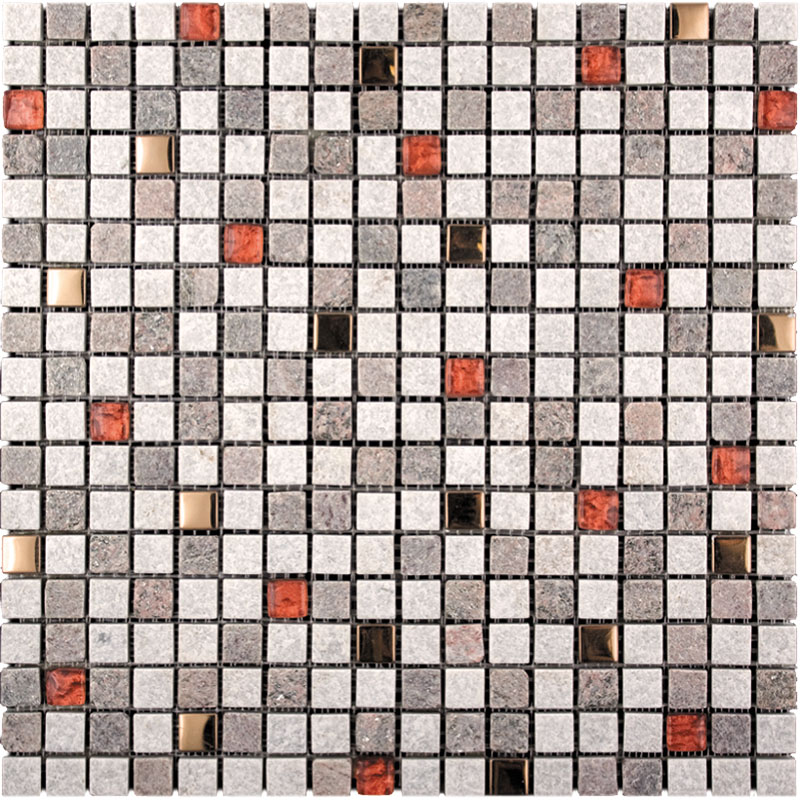 Мозаика KBE-04 (KB11-E04) Стекло+Кварц+Металл 15х15 303x303