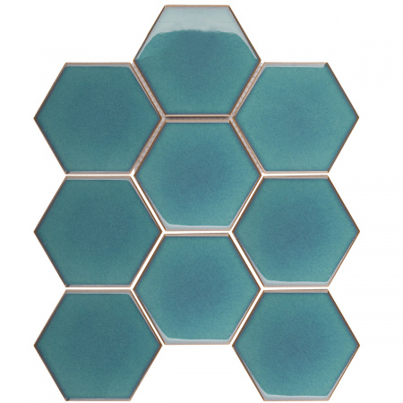 Кер. мозаика Hexagon big Green Glossy (JJFQ80071) 256х295х6