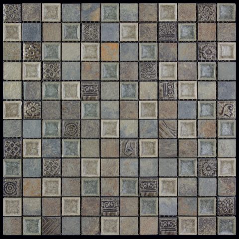 Мозаика BDA-2305 (FBY-05) мозаика Стекло+Мрамор+Агломерат 23х23 298х298