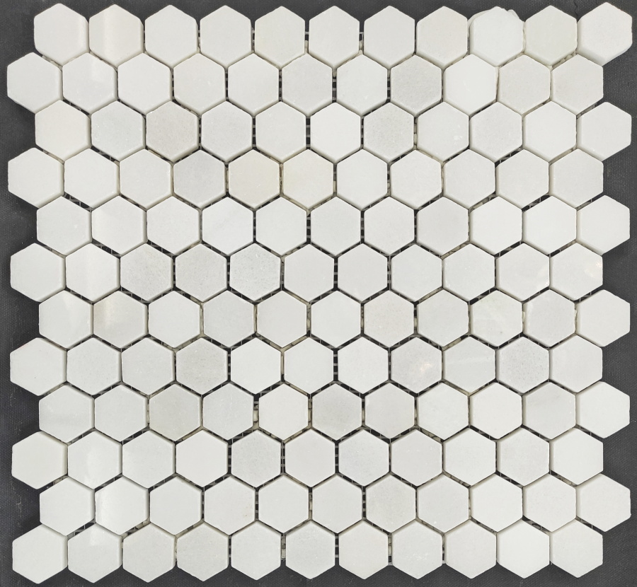Mosaic Polished Pure White Hexagon 30.5x30.5